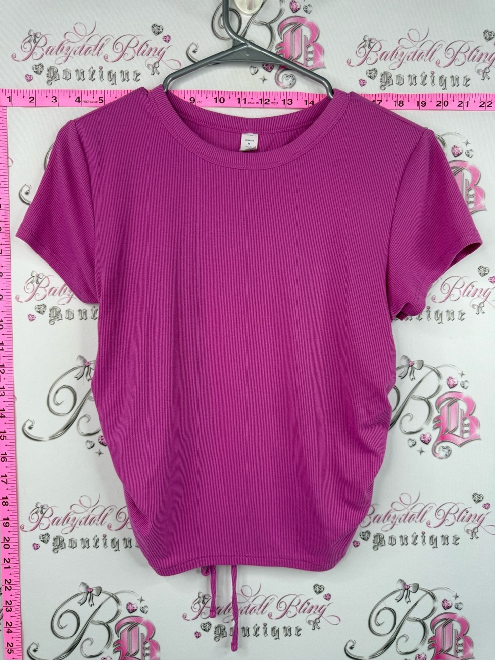 Old Navy ultralite top open back Women's Short Sleeve Drawstring Top - Magenta